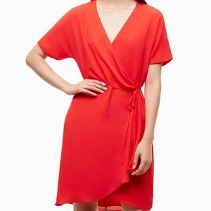 Aritzia Babaton Red Short Sleeve Wrap Dress